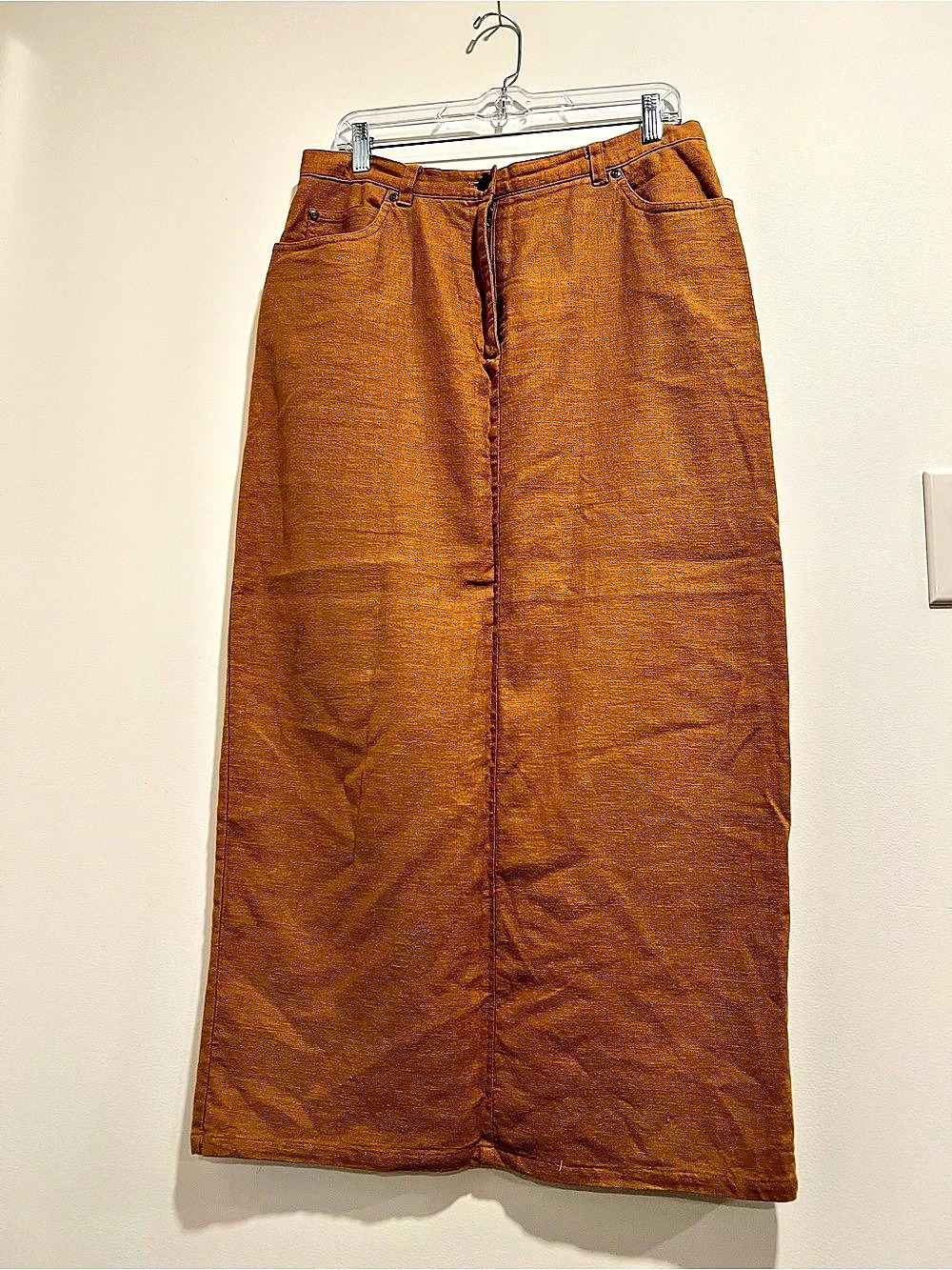 Jones New York Linen Blend Maxi Skirt Tan Sz 14